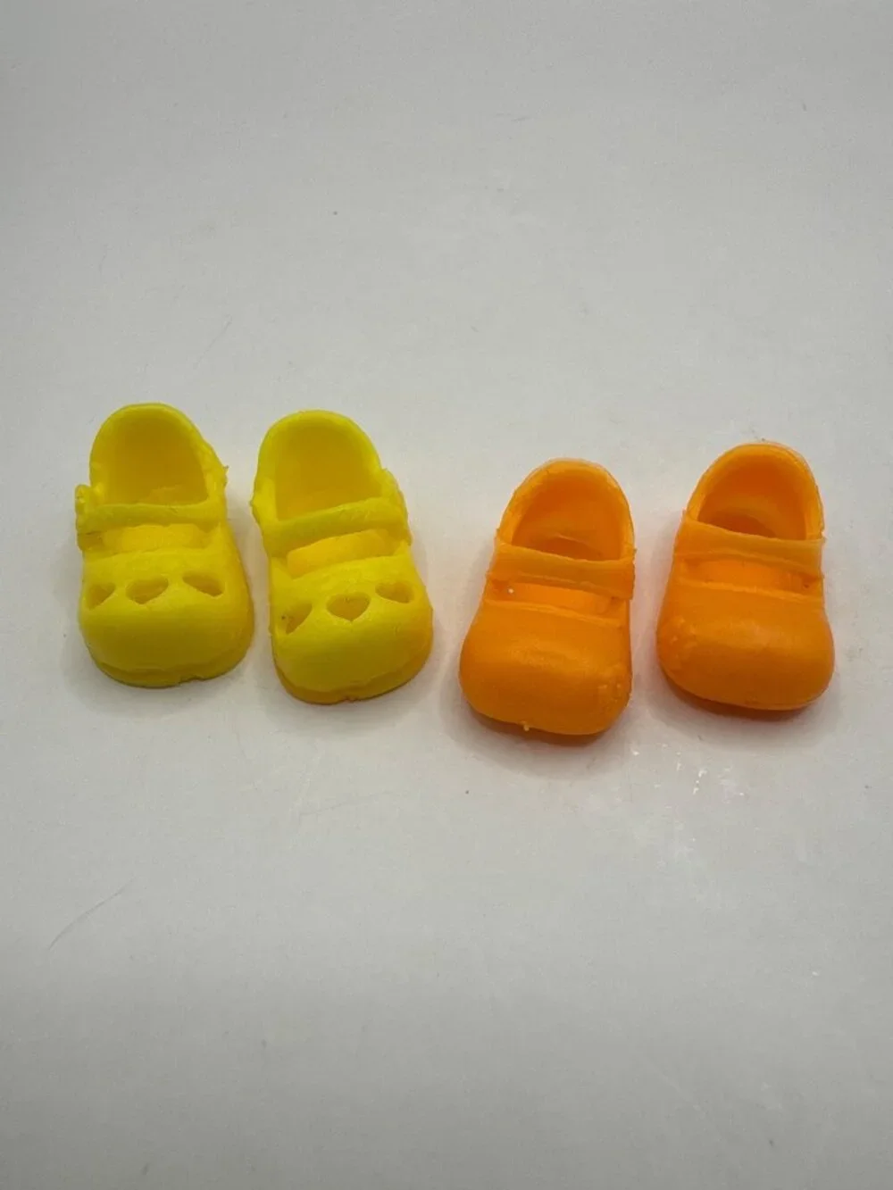Vintage Doll Shoes Lot Yellow Heart Mary Janes & Orange Flats Slide On